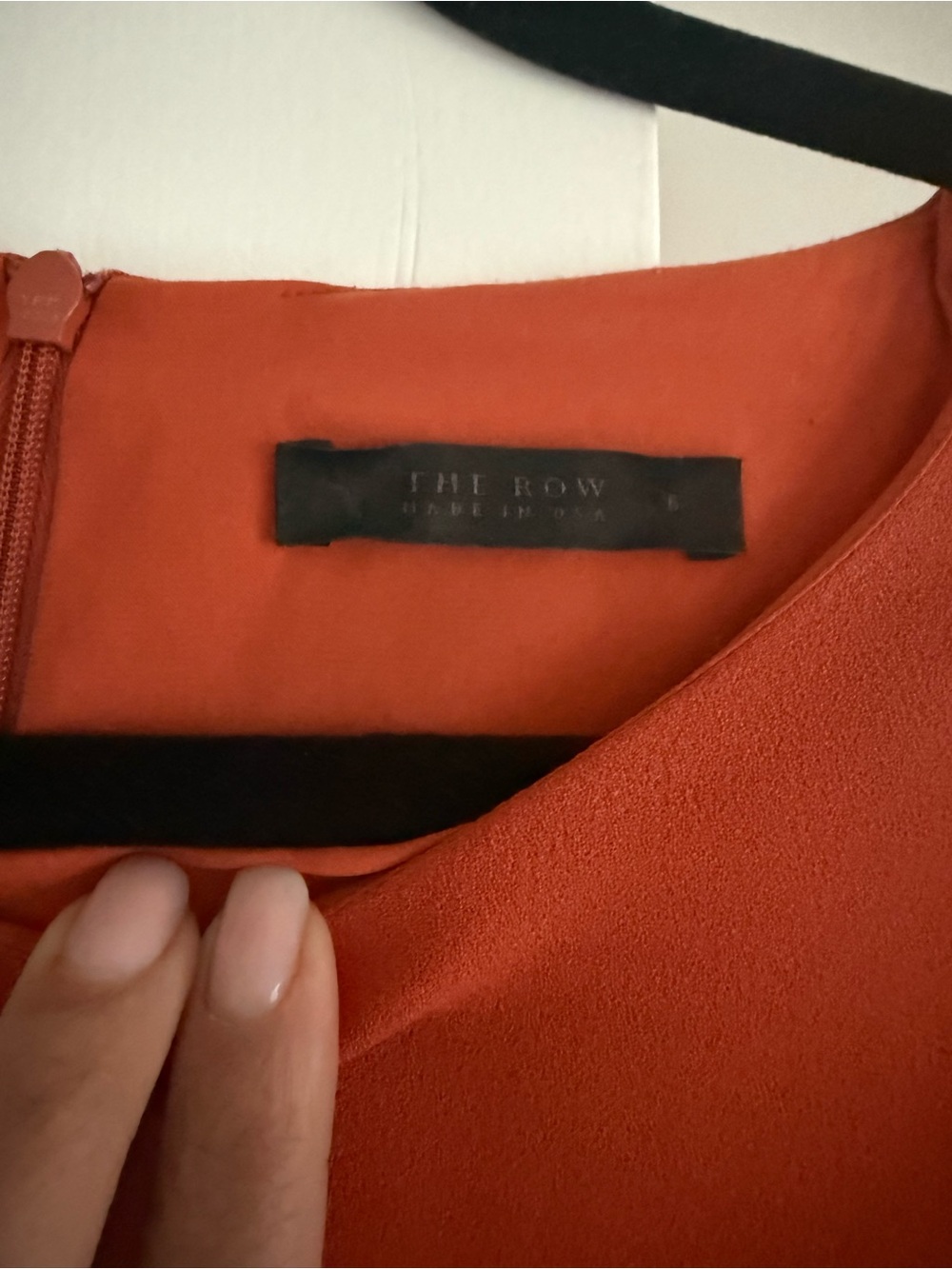 The Row Essentials Marina Shift Dress front patch pockets dress orange 6 - Picture 10 of 10